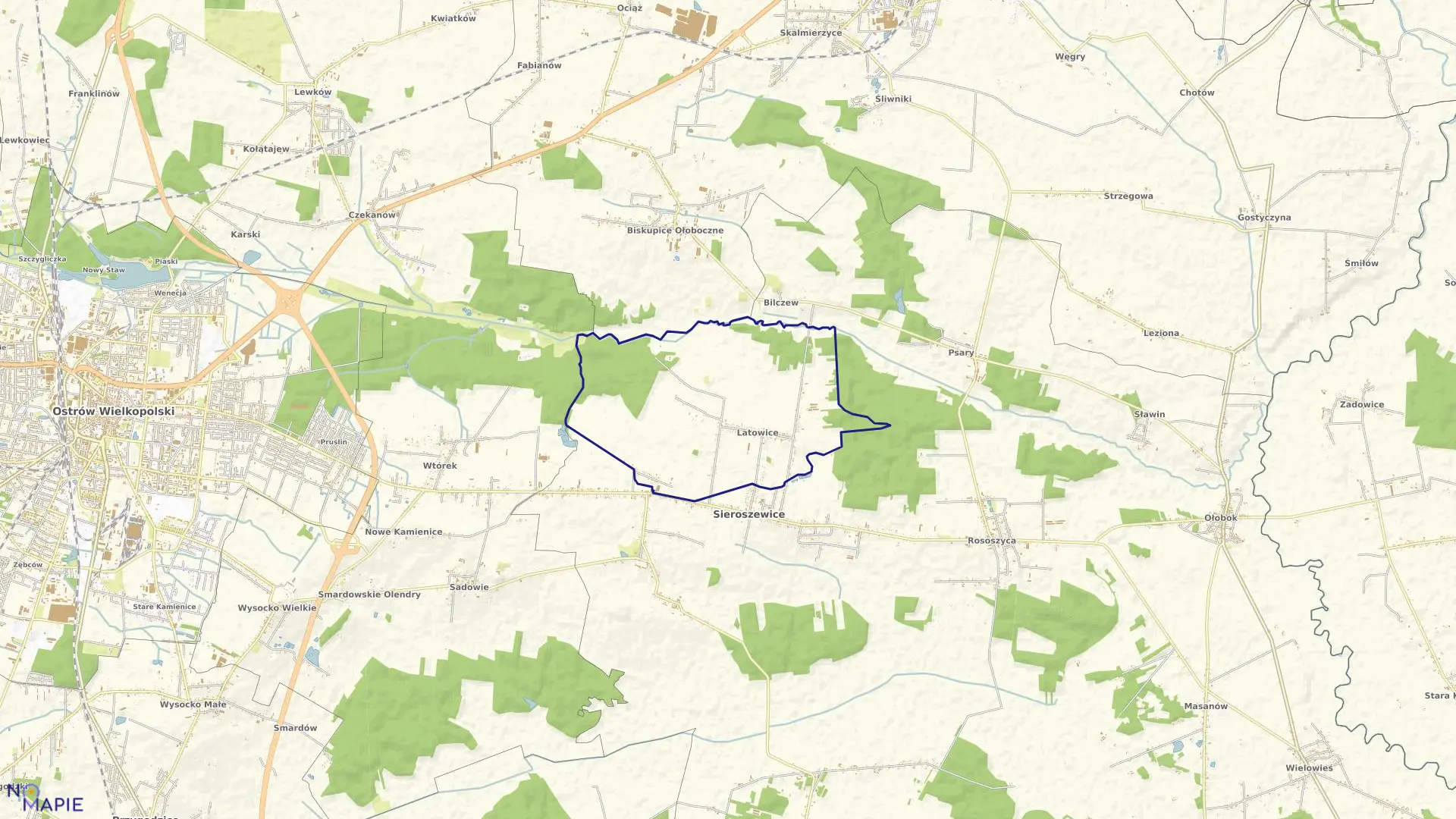 Mapa obrębu Latowice w gminie Sieroszewice