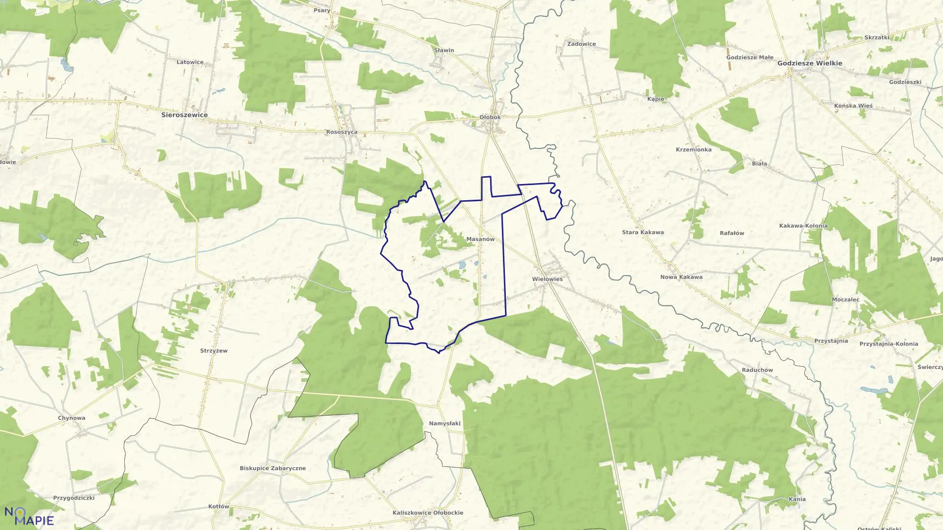 Mapa obrębu Masanów w gminie Sieroszewice