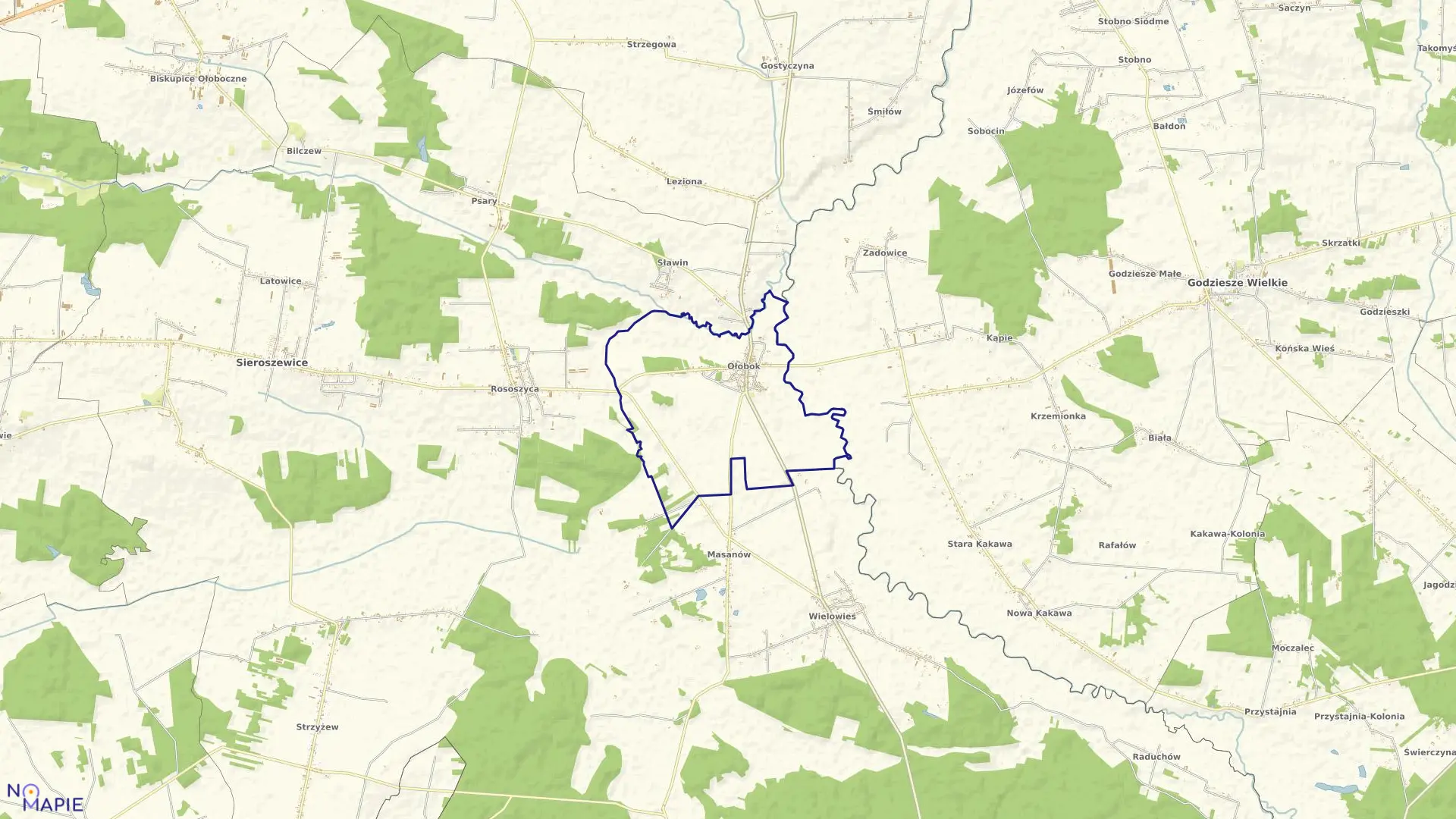 Mapa obrębu Ołobok w gminie Sieroszewice