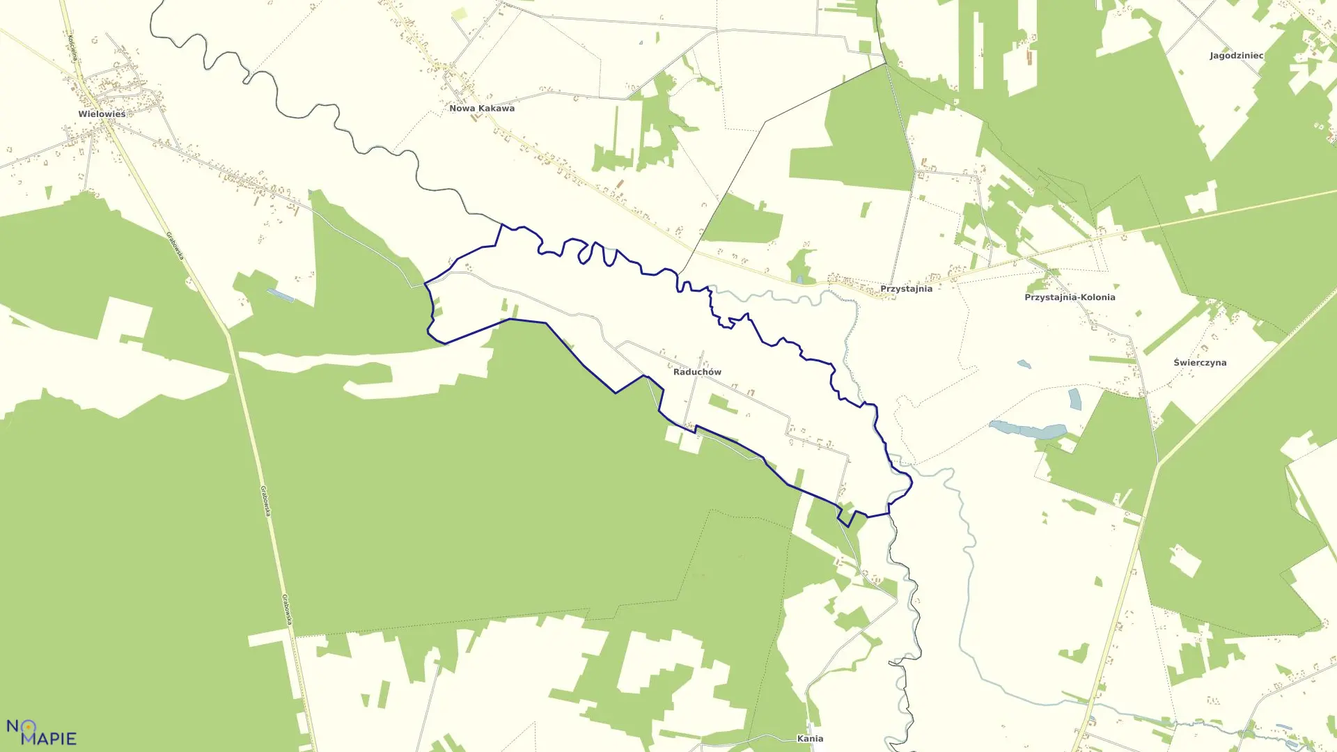 Mapa obrębu Raduchów w gminie Sieroszewice